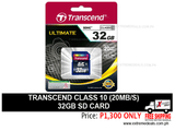 Transcend 32gb SD Card Class 10 20mbps