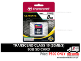 Transcend 8gb SD Card Class 10 20mbps